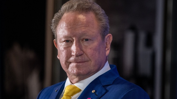 Andrew Forrest, chairman of Fortescue Metals Group Ltd. speaks during a news conference at the Ukraine Recovery Conference in London, UK, on Wednesday, June 21, 2023. The talks aim to secure government and business backing for the reconstruction effort. Photographer: Chris J. Ratcliffe/Bloomberg