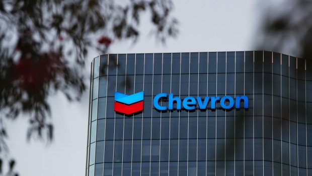 The Chevron Corp. logo at the company's offices in Perth, Australia, on Saturday, July 22, 2023. Australia is scheduled to release second-quarter consumer price index figures on July 26. Photographer: Lisa Maree Williams/Bloomberg