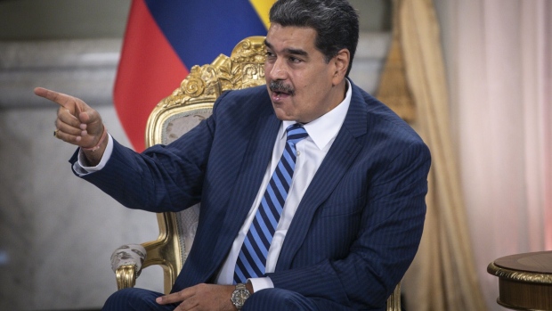 Nicolas Maduro, Venezuela's president, during an official event at Miraflores Palace in Caracas, Venezuela, on Wednesday, Aug. 16, 2023. Maduro officially accepted credentials letters from the ambassadors of Chile, France and Colombia.