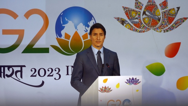 Canadian Prime Minister Justin Trudeau at the Group of 20 summit in New Delhi.