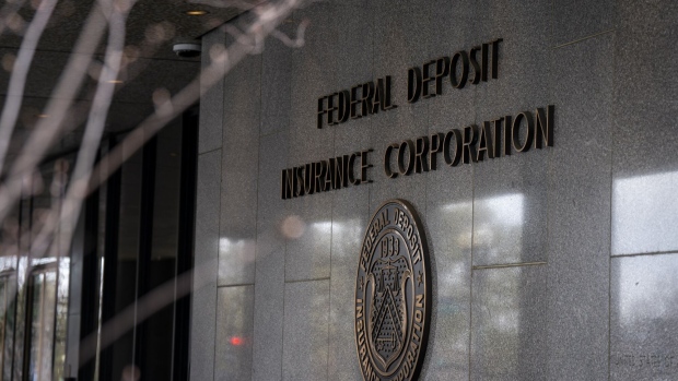 The Federal Deposit Insurance Corp. (FDIC) headquarters in Washington, DC, US, on Monday, March 13, 2023. US authorities took extraordinary measures to shore up confidence in the financial system after the collapse of Silicon Valley Bank, introducing a new backstop for banks that Federal Reserve officials said was big enough to protect the entire nation's deposits. Photographer: Al Drago/Bloomberg