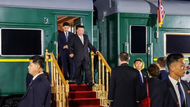 Kim Jong Un arrives at Vladivostok, Russia, on Sept. 12. Photographer: Primorsky Krai APS/Anadolu Agency/Getty Images