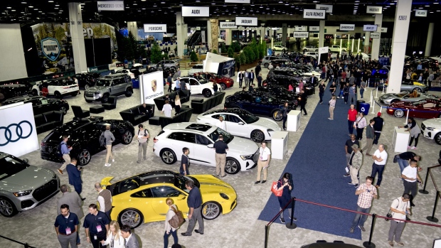 The showroom floor during the 2023 North American International Auto Show (NAIAS) in Detroit, Michigan, US, on Wednesday, Sept. 13, 2023.