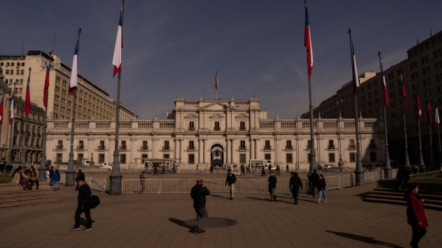 La Moneda Palace in Santiago, Chile, on Thursday, July 27, 2023. Chile's central bank will likely deliver a large interest rate cut, becoming Latin America's first major economy to relax monetary policy as inflation slows toward target.