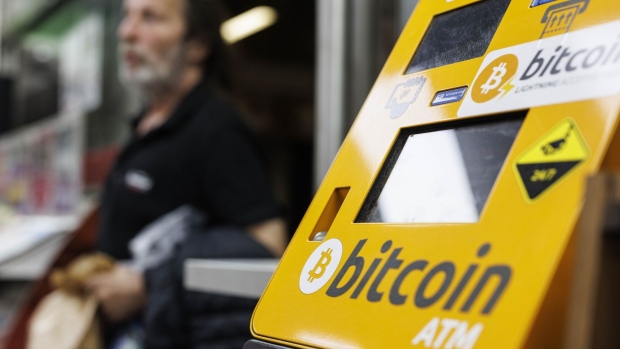 A Bitcoin logo on a cryptocurrency automated teller machine (ATM) inside a newsstand in Prague, Czech Republic, on Tuesday, May 17, 2022. Crypto companies have started to plan for a potential protracted market slowdown.