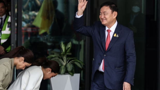 Thaksin Shinawatra after returning from self-exile in Bangkok, in August.