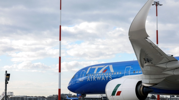 An ITA Airways aircraft at Fiumicino airport in Rome. Photographer: Alessia Pierdomenico/Bloomberg