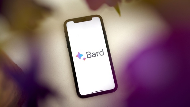 The Google Bard AI logo on a smartphone arranged in Germantown, New York, US, on Thursday, July 13, 2023. Bard is Googles effort to make up lost ground to OpenAI Inc. in the artificial intelligence race. Photographer: Gabby Jones/Bloomberg