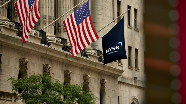 The New York Stock Exchange (NYSE) in New York, US, on Monday, Aug. 28, 2023. Stocks advanced, while bond yields retreated at the start of a week jam-packed with economic reports that will help shape the outlook for Federal Reserve policy. Photographer: Gabby Jones/Bloomberg