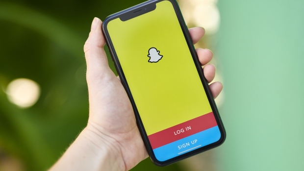 The Snapchat application on a smartphone arranged in Saint Thomas, Virgin Islands, U.S., on Friday, Jan. 29, 2021. Snap Inc. is scheduled to release earnings figures on February 4.