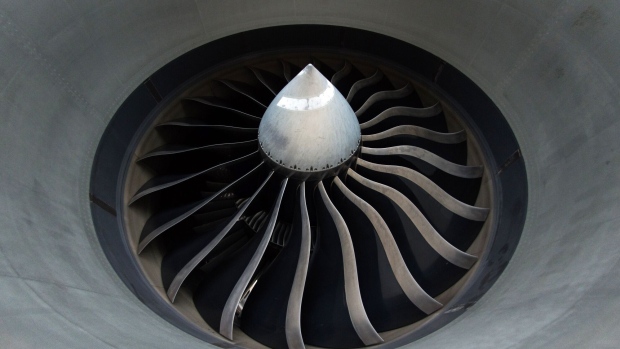 The blades of a General Electric Co. GE90- 15B engine. Photographer: Nathan Laine/Bloomberg