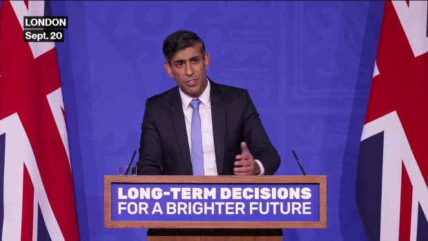 United Kingdom Prime Minister Rishi Sunak confirms that he’s delaying plans to ban the sale of new fossil fuelled cars to 2035 - pushing back the current target by 5 years. He speaks in London.