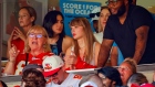 KANSAS CITY, MISSOURI - SEPTEMBER 24: Taylor Swift watches a regular season game between the Kansas City Chiefs and the Chicago Bears with Donna Kelce, mother of Kansas City Chiefs tight end Travis Kelce, at GEHA Field at Arrowhead Stadium on September 24, 2023 in Kansas City, Missouri. (Photo by David Eulitt/Getty Images)