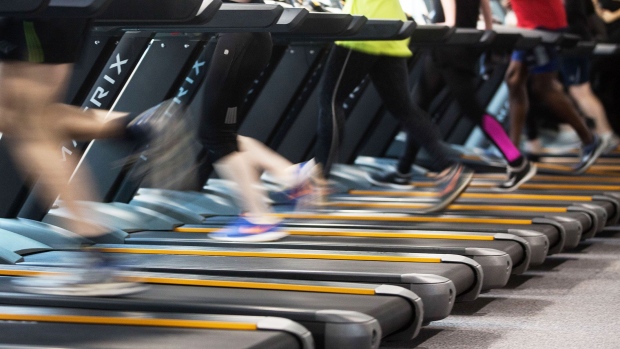 People run on treadmills to exercise during a work out session at a Pure Gym Ltd., a unit of CCMP Capital Advisors LLC in London, U.K., on Tuesday, Jan. 26, 2016. Pure Gym Ltd. hired Rothschild & Co as its considers 400m initial public offering, the Sunday Times reported, citing unidentified sources.