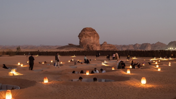 Tourists at the Harrat Viewpoint in AlUla, Saudi Arabia. Photographer: Jeremy Suyker/Bloomberg