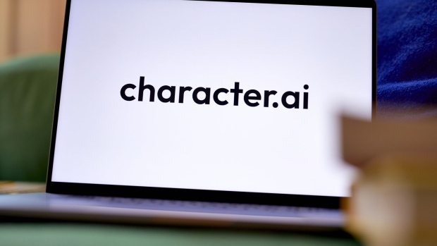 The Charcter.AI logo on a laptop arranged in the Brooklyn borough of New York, US, on Wednesday, July 12, 2023. The artificial intelligence startup, valued at $1 billion, allows people to create their own customizedchatbots, impersonating anyone and anything living or dead or inanimate. Photographer: Gabby Jones/Bloomberg