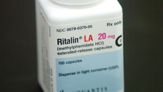A bottle of Ritalin on the counter of a pharmacy in Hollywood, Florida.