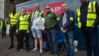 ASLEF strikers on a picket line at Waterloo station in London, UK, on Sept. 30, 2023.