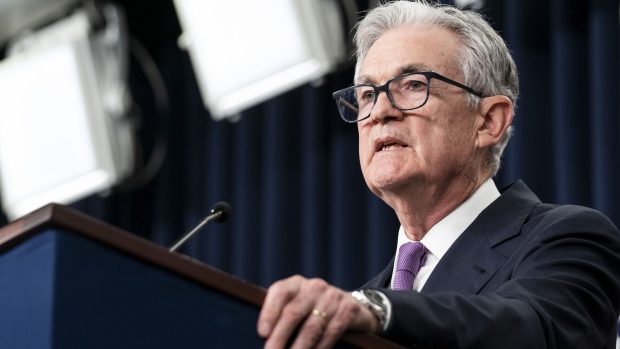 Jerome Powell, chairman of the US Federal Reserve, during a news conference following a Federal Open Market Committee (FOMC) meeting in Washington, DC, US, on Wednesday, Sept. 20, 2023. The Federal Reserve left its benchmark interest rate unchanged while signaling borrowing costs will likely stay higher for longer after one more hike this year.