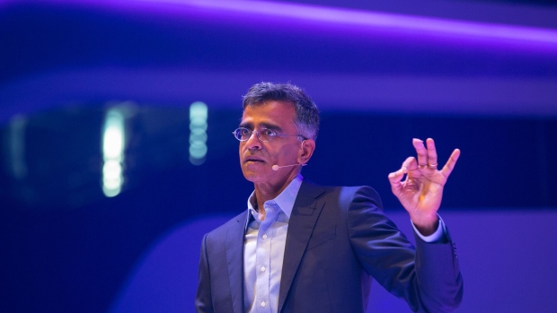 Sridhar Ramaswamy, senior vice president of advertising and commerce at Google Inc., gestures whilst speaking at the Dmexco digital marketing conference in Cologne, Germany, on Wednesday, Sept. 14, 2016. Dmexco is a two-day global business and digital economy innovation platform, attracting the industry's most important personalities and corporate decision-makers. Photographer: Krisztian Bocsi/Bloomberg