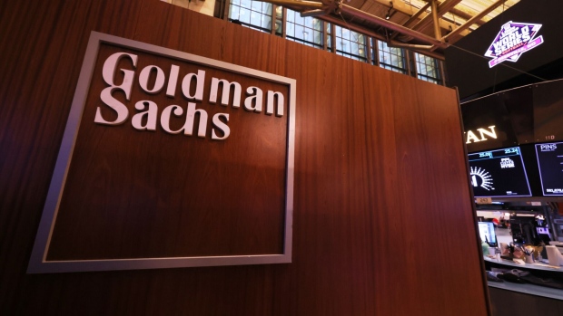 NEW YORK, NEW YORK - AUGUST 25: The Goldman Sachs logo is seen at the New York Stock Exchange during morning trading on August 25, 2023 in New York City. Stocks opened up higher as Wall Street awaits a speech from Federal Reserve Chairman Jerome Powell’s at the Jackson Hole Economic Symposium. (Photo by Michael M. Santiago/Getty Images)