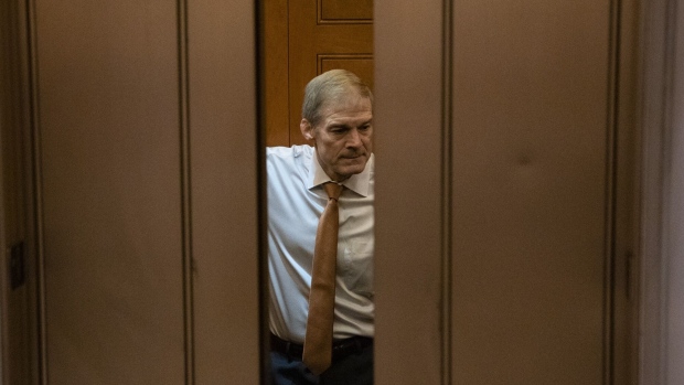 Representative Jim Jordan boards an elevator at the US Capitol on Wednesday.