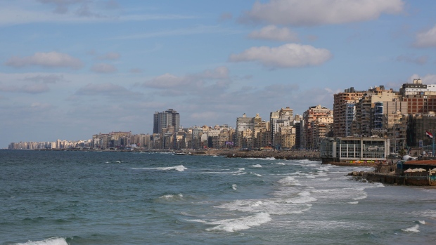 Residential and commercial buildings along the shoreline, viewed from the corniche in Alexandria, Egypt, on Tuesday, Dec. 6, 2022. Annual inflation in urban parts of Egypt accelerated at its fastest pace in almost five years after a dramatic currency devaluation piled more pressure on consumers in the Middle East’s most populous country.