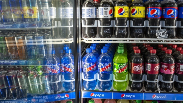 Pepsi products at a convenience store in Crockett, California, US, on Friday, June 16, 2023. PepsiCo Inc. is scheduled to release earnings figures on July 13.