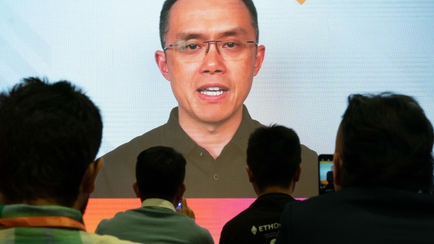 Changpeng Zhao, chief executive officer of Binance, speaks virtually during the Web3 Blockchain Festival in Hong Kong, China, on Wednesday, April 12, 2023. The conference runs through April 15.