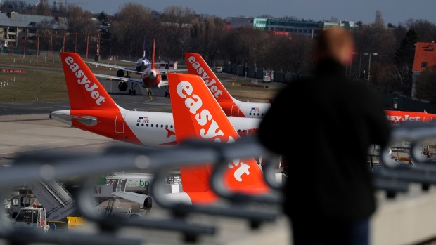 EasyJet passenger aircraft in Berlin. Photographer: Krisztian Bocsi/Bloomberg