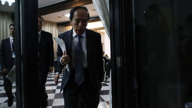 Kazuo Ueda, governor of the Bank of Japan (BOJ), arrives to a news conference at the annual meetings of the International Monetary Fund (IMF) and World Bank in Marrakesh, Morocco, on Friday, Oct. 13, 2023. The IMF and World Bank’s first annual meetings in Africa since 1973 were expected to give a spending boost to Morocco’s fourth-largest city and one of its top tourist destinations.