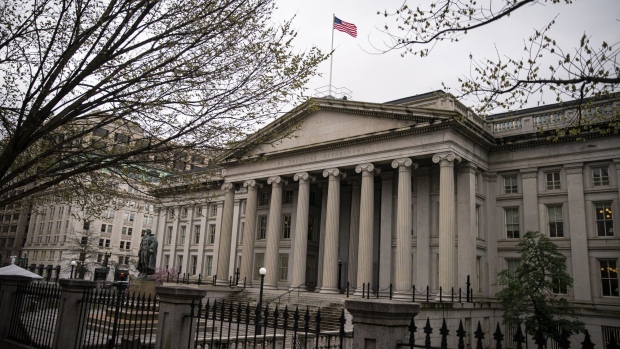 The US Treasury building in Washington, DC.