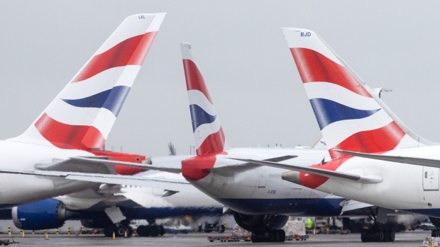 British Airways airplanes at London Heathrow Airport.