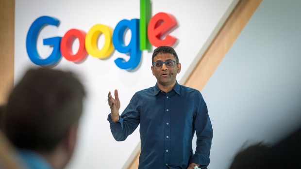 Ben Gomes, head of search for Google Inc., speaks during a 20th anniversary event in San Francisco, California, U.S., on Monday, Sept. 24, 2018. The search giant announced a raft of new features at an event celebrating its 20th anniversary. A Facebook-like newsfeed populated with videos and articles the company thinks an individual user would find interesting will now show up on the Google home page just below the search bar on all mobile web browsers.