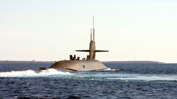 AT SEA - JANUARY 22: The USS Florida sails during "Giant Shadow," a Naval Sea Systems Command/Naval Submarine Forces exercise to test the capabilities of the Navy's future guided missile submarines January 22, 2003 off the coast of the Bahamas. The Florida is one of four Ohio-class ballistic missile submarines to be converted to guided missile submarines. (Photo by David Nagle/U.S. Navy/Getty Images)