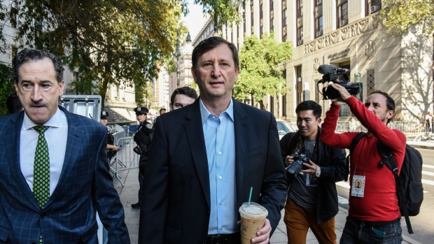 Alex Mashinsky, former chief executive officer of Celsius Network Ltd., center, arrives at court in New York, US, on Tuesday, Oct. 3, 2023. Mashinsky was accused by prosecutors of orchestrating a years long scheme to mislead customers about the financial health of his failing crypto lender and manipulate cryptocurrency prices for his own profits.