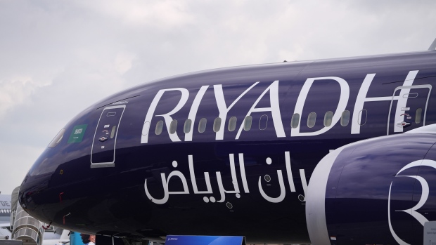 A Riyadh Air Boeing 787-9 Dreamliner at the Paris Air Show