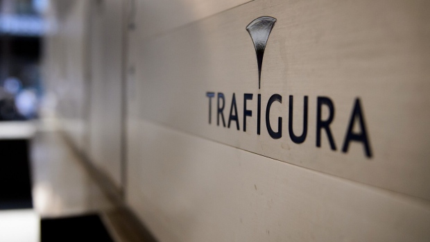 The logo of the multinational oil firm Trafigura is seen on October 2, 2012 at a branch in Geneva. Photographer: Fabrice Coffrini/AFP/Getty Images