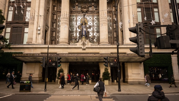 The main entrance to the Selfridges & Co. department store in London, UK, on Friday, Nov. 3, 2023. Signa Holding GmbH founder Rene Benko is ready to hand over control to a restructuring expert, according to Hans Peter Haselsteiner, a shareholder in the company that co-owns London’s Selfridges department stores and New York’s Chrysler Building.