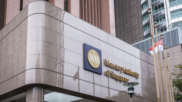 Signage of the Monetary Authority of Singapore at its building, in Singapore, on Tuesday, Jan. 31, 2023. The financial watchdog’s focus on enforcement is crucial to the country’s ambition to be a trusted global financial hub where investors park trillions of dollars, the bulk from overseas.