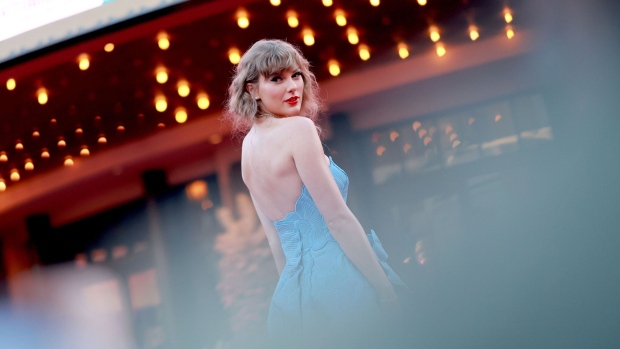 LOS ANGELES, CALIFORNIA - OCTOBER 11: Taylor Swift attends "Taylor Swift: The Eras Tour" Concert Movie World Premiere at AMC The Grove 14 on October 11, 2023 in Los Angeles, California. (Photo by Matt Winkelmeyer/Getty Images) Photographer: Matt Winkelmeyer/Getty Images