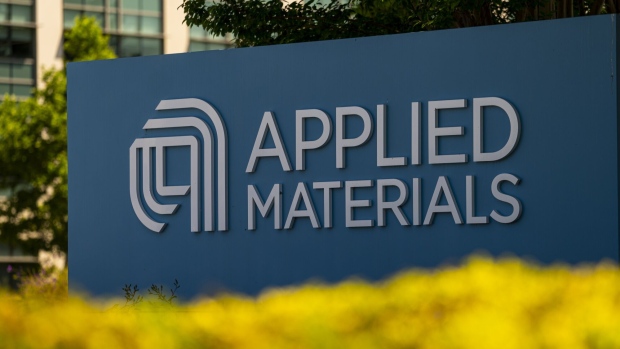 Signage outside Applied Materials headquarters in Santa Clara, California, U.S., on Thursday, May 13, 2021. Applied Materials Inc. is expected to release earnings figures on May 20.