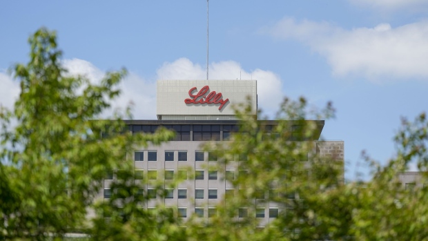 Eli Lilly headquarters in Indianapolis, Indiana, US, on Wednesday, May 3, 2023. Eli Lilly & Co.'s shares climbed in early US trading after its experimental drug for Alzheimer's slowed the progress of the disease in a final-stage trial, paving the way for the company to apply for US approval. Photographer: AJ Mast/Bloomberg