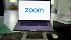 The Zoom logo on a laptop arranged in Germantown, New York, US, on Saturday, May 13, 2023. Zoom Video Communications Inc. is scheduled to release earnings figures on May 23.