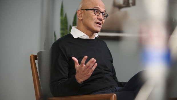Satya Nadella, chief executive officer of Microsoft Corp., speaks during an interview in Redmond, Washington, US, on Wednesday, March 15, 2023. Microsoft Corp.'s effort to overhaul its entire lineup with OpenAI technology has spread to one of the company’s oldest and best-known products: its Office apps.