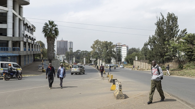 Pedestrians on a street in central Nairobi, Kenya, on Wednesday, July 5, 2023. Kenya’s inflation rate should be back within the central bank’s target bank of 2.5% to 7.5% by September at the latest, Governor Kamau Thugge says in his first briefing after a monetary policy committee meeting.