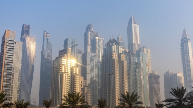 Residential skyscrapers in the Dubai Marina district of Dubai, United Arab Emirates, on Friday, Aug. 25, 2023. Chinese investors are gradually returning to Dubai’s real estate market, joining Russian and other international buyers who have already pushed property prices in the emirate to record levels.