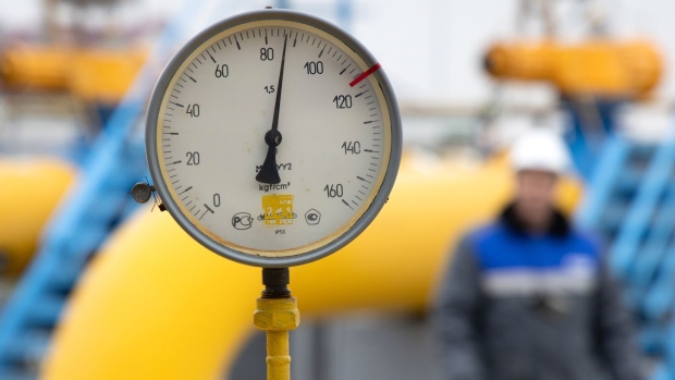 A pressure gauge on pipework at the Kasimovskoye underground gas storage facility, operated by Gazprom PJSC, in Kasimov, Russia, on Wednesday, Nov. 17, 2021. Russia signaled it has little appetite for increasing the natural gas it transits through other territories to Europe as the winter heating season gets underway.