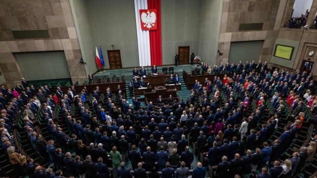 Poland's new parliament meets on Nov. 13 in Warsaw. Photographer: Wojtek Radwanski/AFP/Getty Images