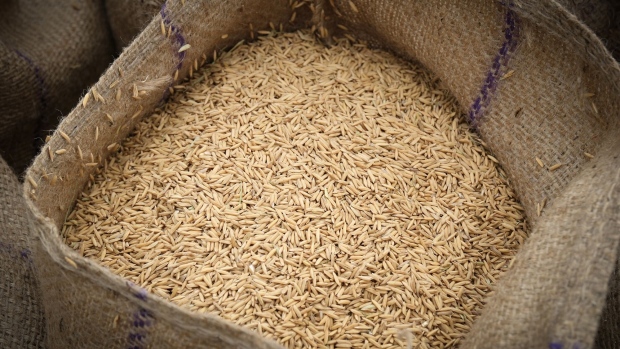 Sacks of rice in Ambala, India. Photographer: T. Narayan/Bloomberg